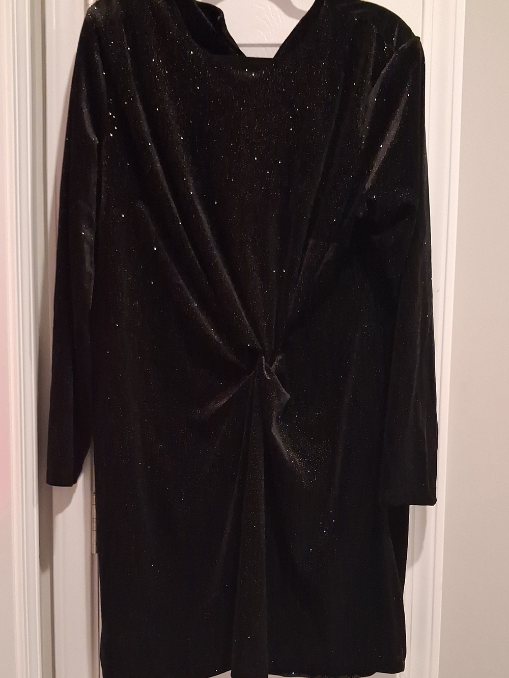 Women's Black Sparkle Twist-Front Mini Dress
